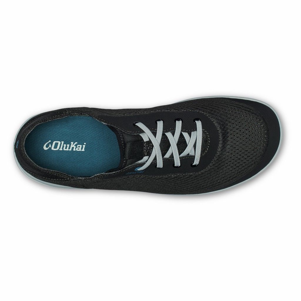 Olukai Men's Moku Pae Sneaker - Black / Blue Coral US532-419